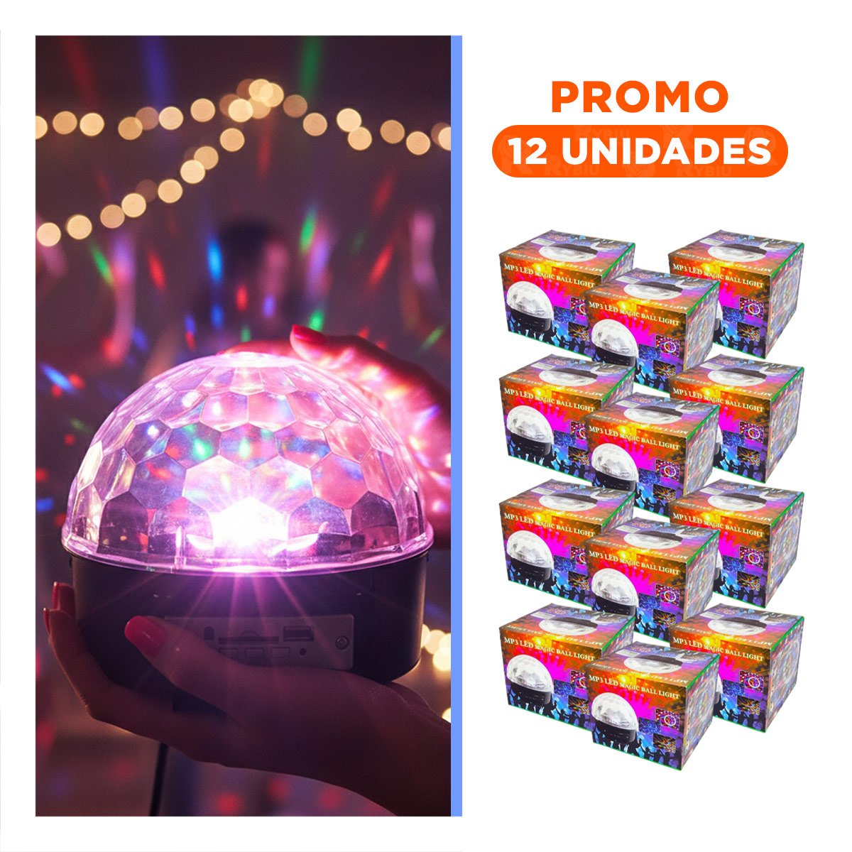 PACK12 FOCO DE LUCES LED CON PARLANTE Y CONTROL PARA AMBIENTE ELEGANTE Y+REGALO STICKER - 1