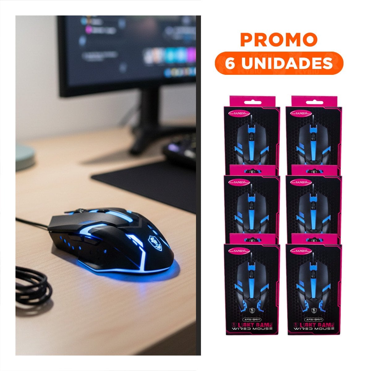 PACK6 DISPOSITIVO APUNTADOR LIGKT GAME NEGRO CON CABLE USB - 1