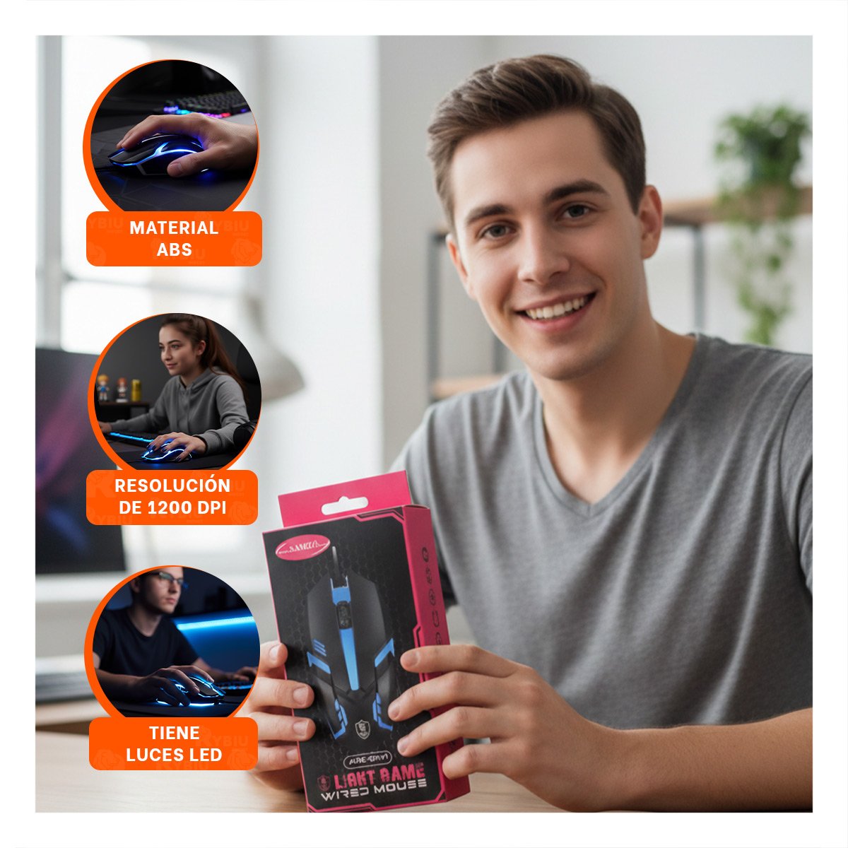 PACK6 DISPOSITIVO APUNTADOR LIGKT GAME NEGRO CON CABLE USB - 5