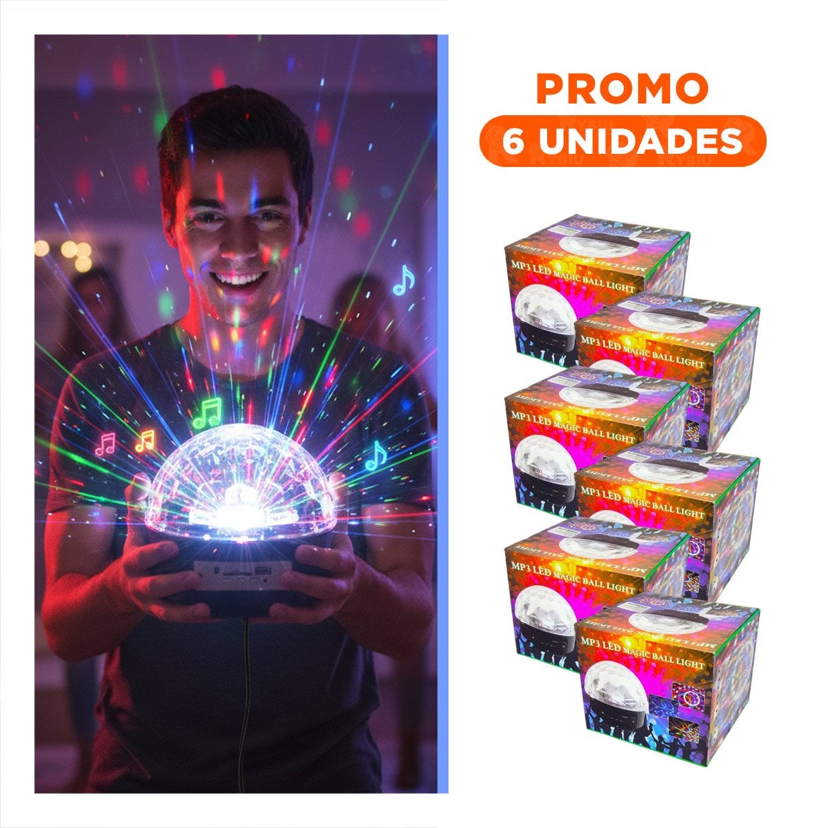 PACK6 FOCO DE LUCES LED CON PARLANTE BLUETOOTH Y CONTROL PARA DECORACION HOGAR - 1