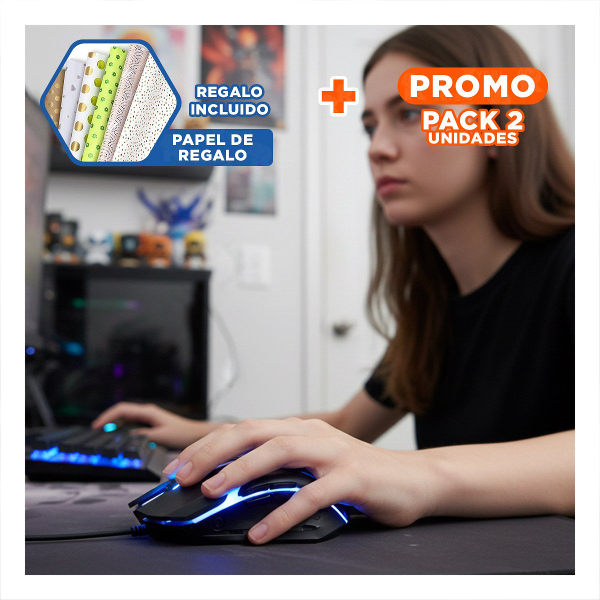 PACK2 DISPOSITIVO APUNTADOR LIGKT GAME NEGRO CON PRECISION OPTICA Y+PAPEL REGALO - 1