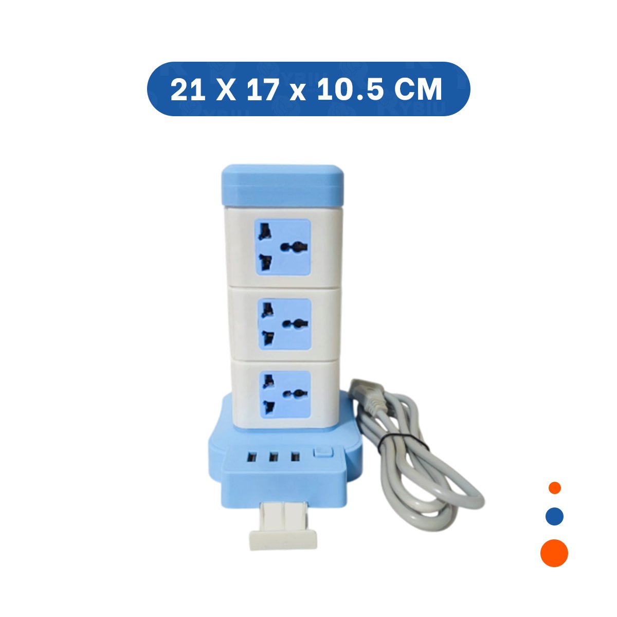 TORRE VERTICAL 12 TOMACORRIENTES CON 3 USB CELESTE PARA OFICINA EN CASA Y+PAPEL REGALO - 4