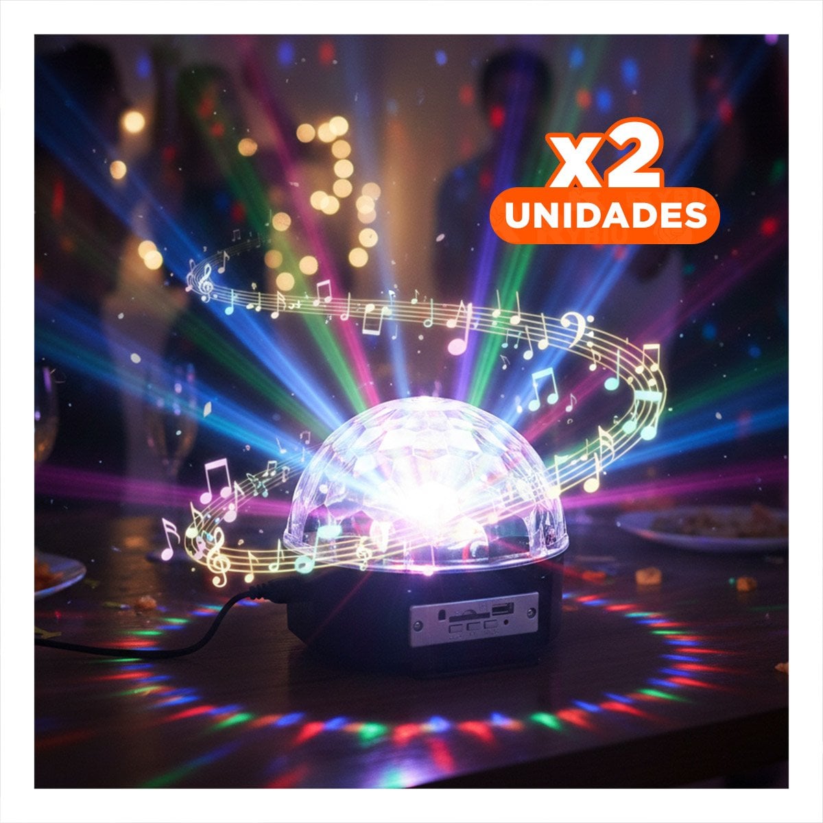 PACK2 PROYECTOR DE LUCES LED CON PARLANTE Y CONTROL PARA DECORACION SALA Y+REGALO STICKER - 1