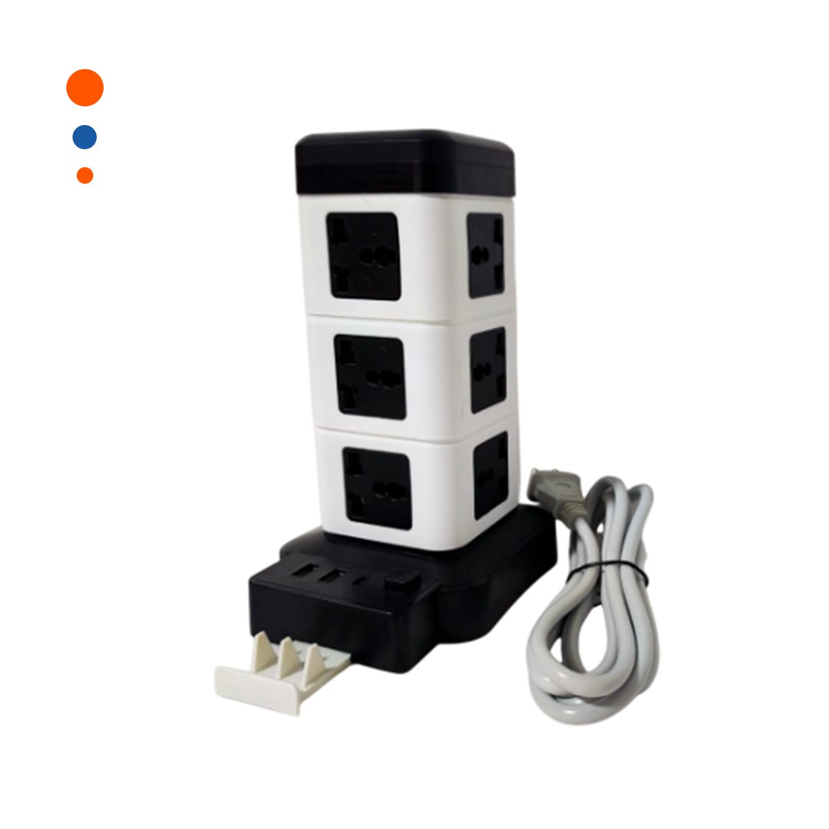 PACK2 BASE VERTICAL 12 TOMACORRIENTES CON 2 USB NEGRO PARA USO PROFESIONAL Y+REGALO STICKER - 2