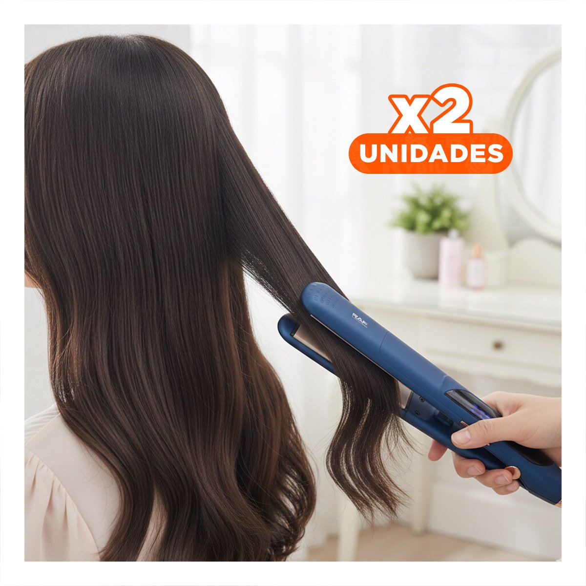 PACK2 ALISADORA DE CABELLO COLOR AZUL CON TECNOLOGIA DE PEINADO PARA CABELLO Y+REGALO STICKER - 1