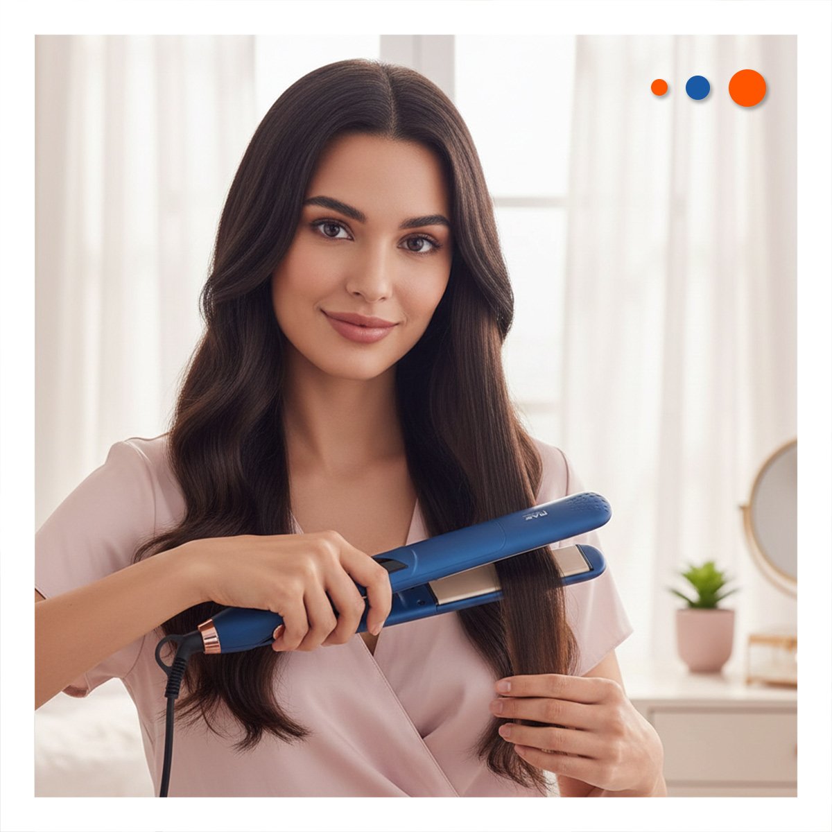 PACK2 ALISADORA DE CABELLO COLOR AZUL CON TECNOLOGIA DE PEINADO PARA CABELLO Y+REGALO STICKER - 3