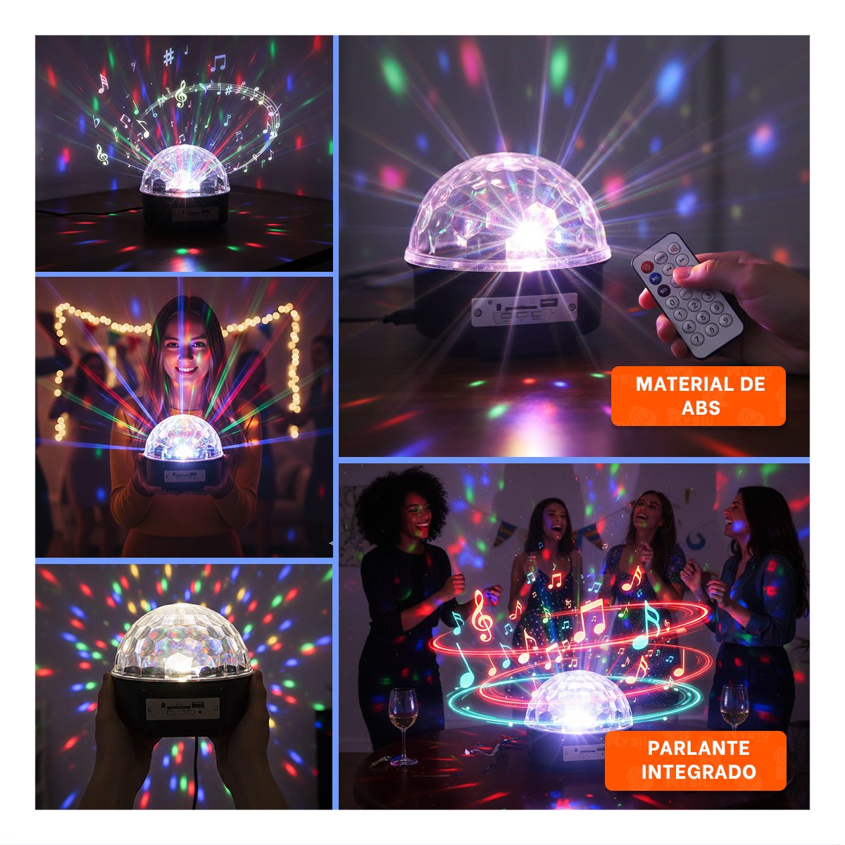 PACK2 FOCO DE LUCES LED CON PARLANTE INTEGRADO Y CONTROL PARA AMBIENTE ATRACTIVO Y+PAPEL REGALO - 3