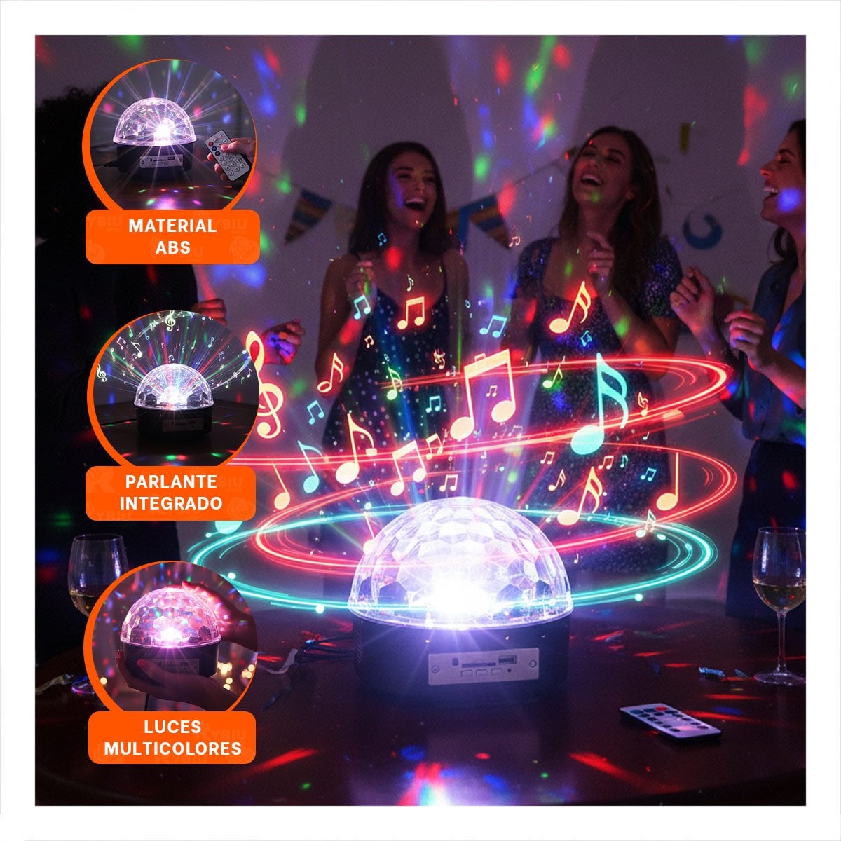 PACK2 FOCO DE LUCES LED CON PARLANTE INTEGRADO Y CONTROL PARA AMBIENTE ATRACTIVO Y+PAPEL REGALO - 5