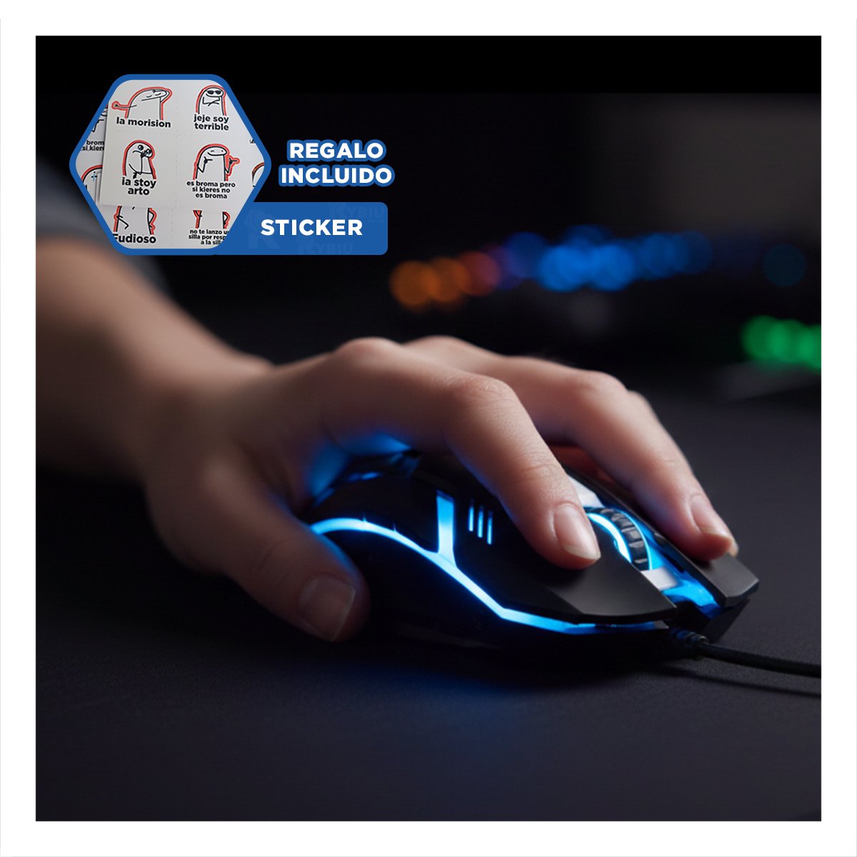 CONTROLADOR MOUSE LIGKT GAME NEGRO CON DESLIZAMIENTO SUAVE Y+REGALO STICKER - 1
