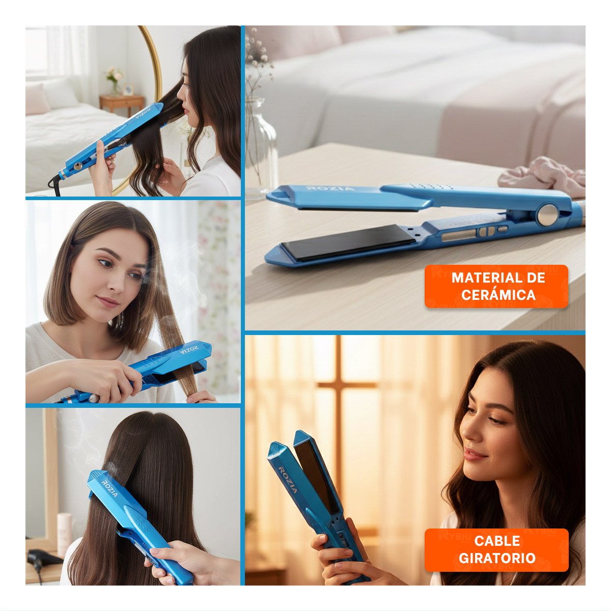 PLANCHA DE CABELLO TURQUEZA CON CALENTAMIENTO RAPIDO PARA ESTILO DIARIO Y+LIGAS REGALO - 5