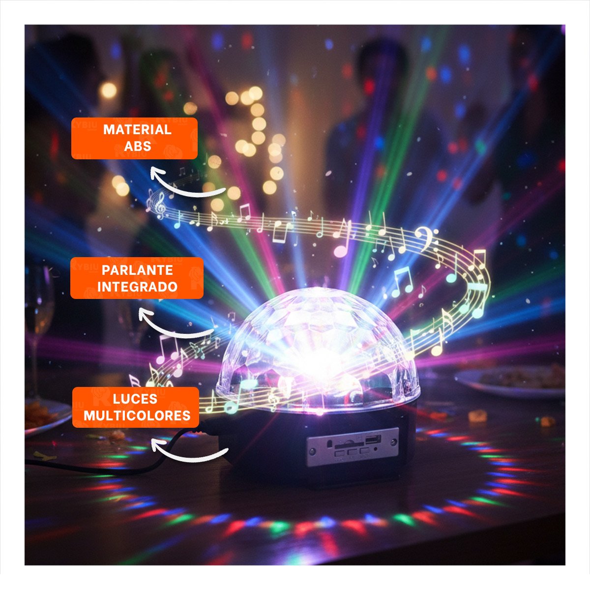 PACK6 PROYECTOR DE LUCES LED CON PARLANTE INTEGRADO Y CONTROL PARA CASA Y+PAPEL REGALO - 2