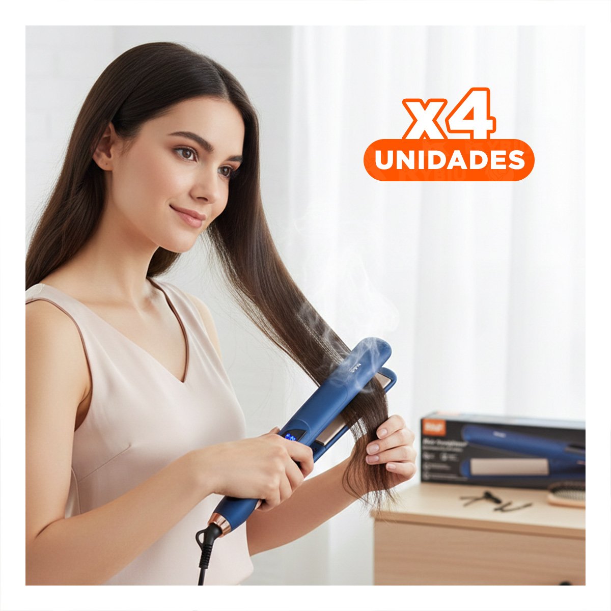PACK4 ESTILIZADOR DE CABELLO COLOR AZUL CON DISENO MODERNO PARA ESTILIZAR CABELLO DIARIO - 1