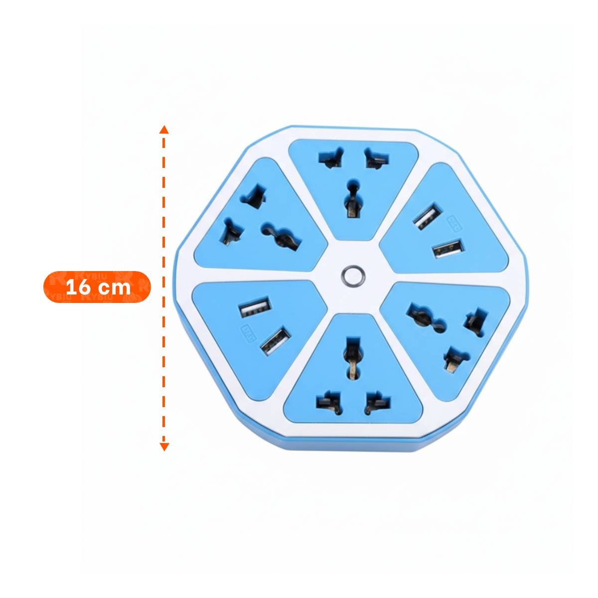 MULTITOMA HEXAGONAL 4 SALIDAS 4 USB CELESTE PARA ALIMENTAR EQUIPOS ELECTRONICOS - 4