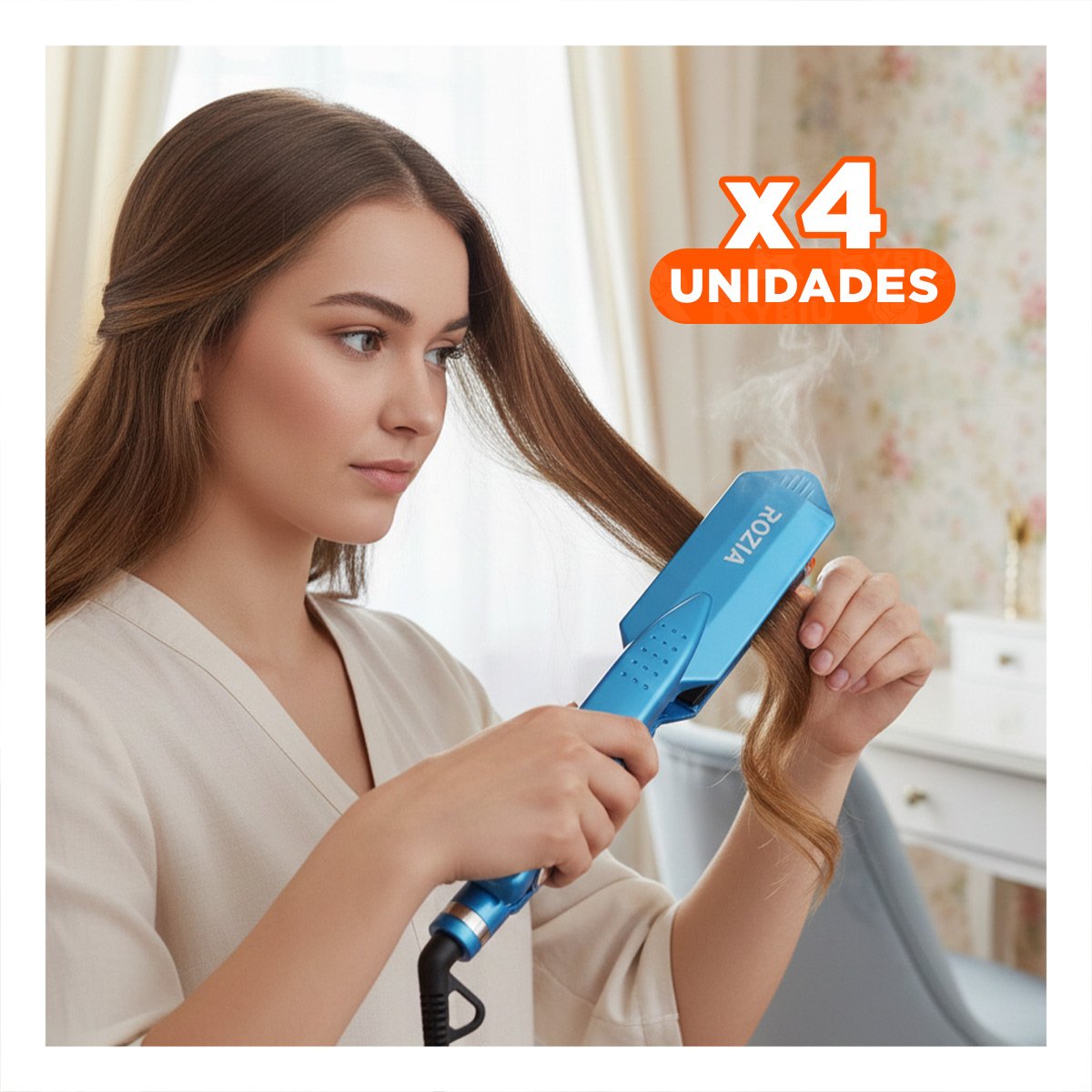 PACK4 ALISADORA DE CABELLO TURQUEZA CON PLACAS SUAVES PARA PEINAR CABELLO - 1