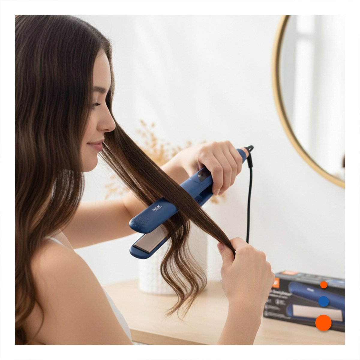 PLANCHA DE CABELLO COLOR AZUL CON TECNOLOGIA DE CALOR PARA ESTILIZAR CABELLO Y+PAPEL REGALO - 2