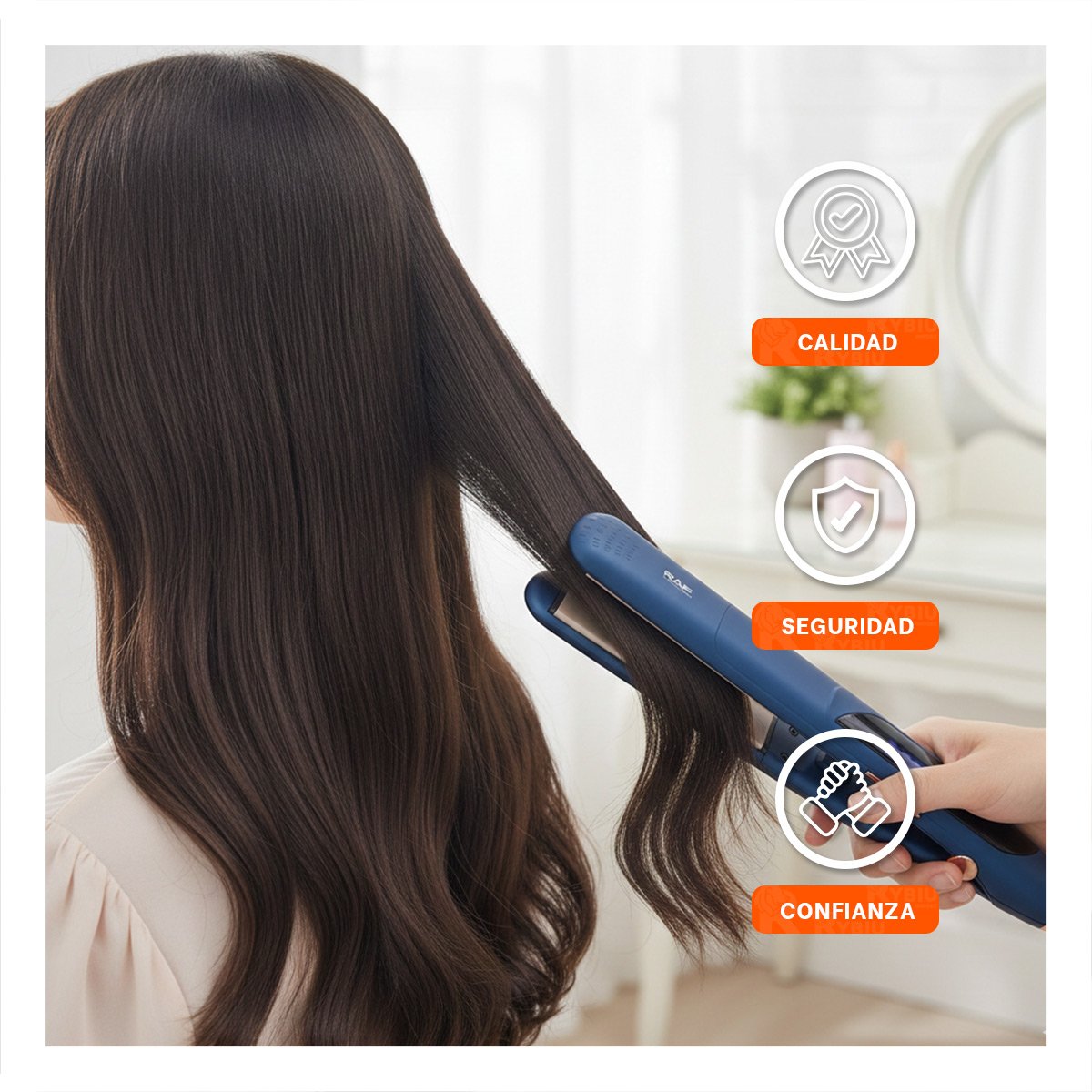 PLANCHA DE CABELLO COLOR AZUL CON TECNOLOGIA DE CALOR PARA ESTILIZAR CABELLO Y+PAPEL REGALO - 3