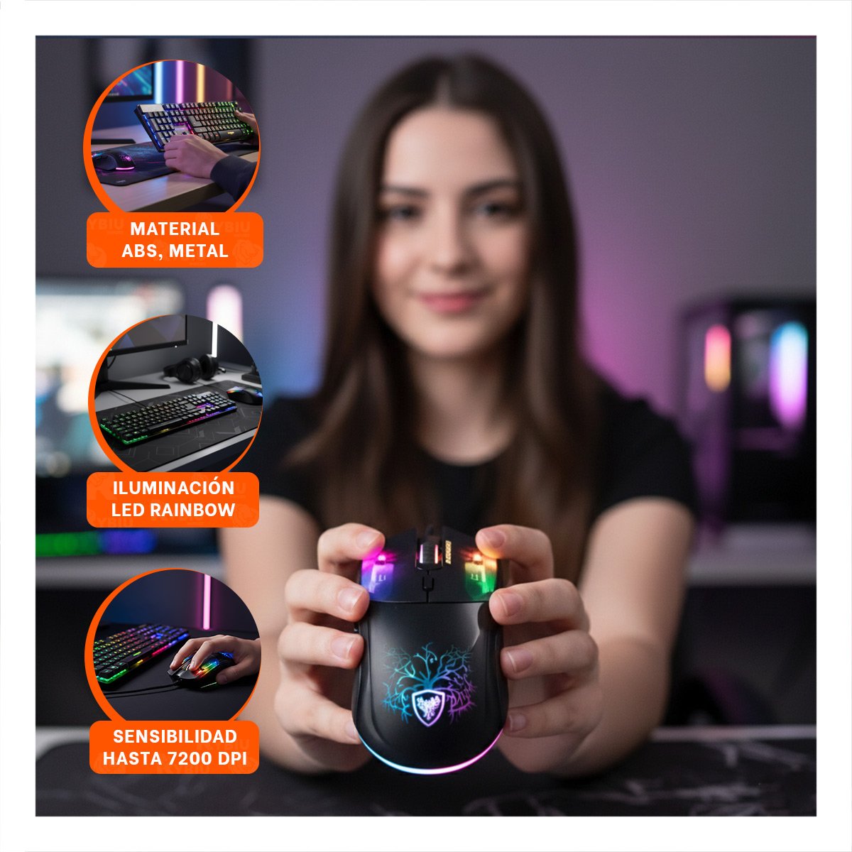 PACK2 SET GAMER MACHINE 2 NEON NEGRO CON TECLADO MULTIMEDIA Y MOUSE LED Y+PAPEL REGALO - 5