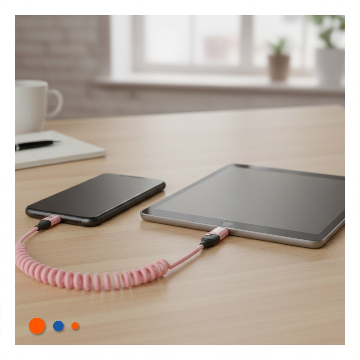 PACK12 ADAPTADOR RESORTE 4 EN 1 USB C 1,5M ROSADO CONECTOR PARA CELULAR Y+REGALO STICKER - 3