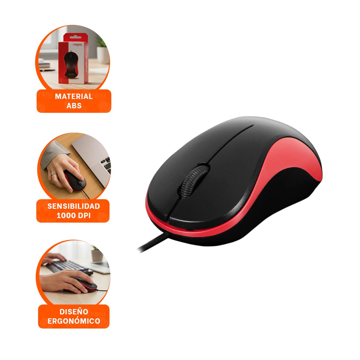 DISPOSITIVO CYBERTEL ROJO Y NEGRO CON CONEXION USB ESTABLE - 3