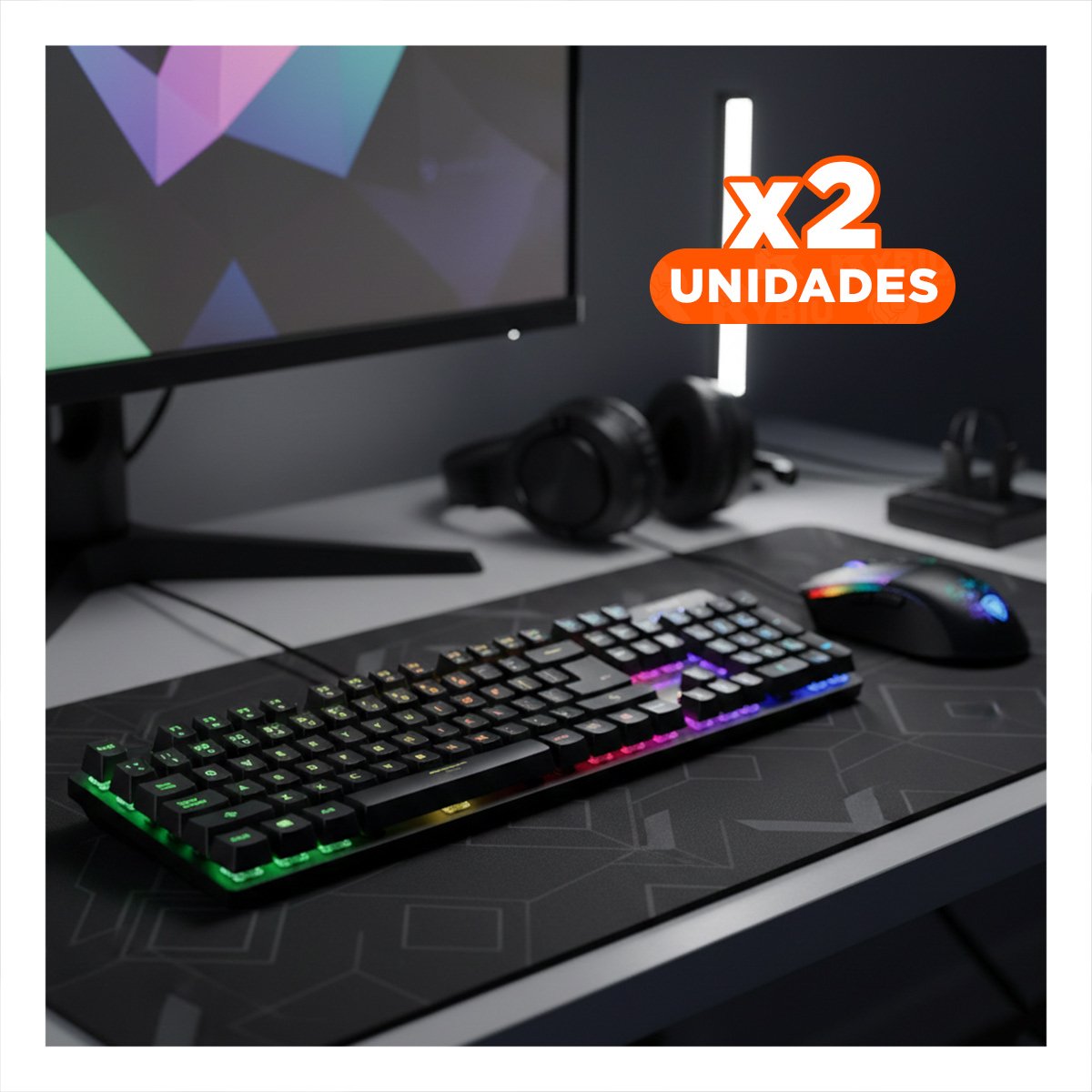 PACK2 PACK GAMER MACHINE 2 NEON NEGRO CON TECLADO ILUMINADO Y MOUSE OPTICO Y+REGALO STICKER - 1
