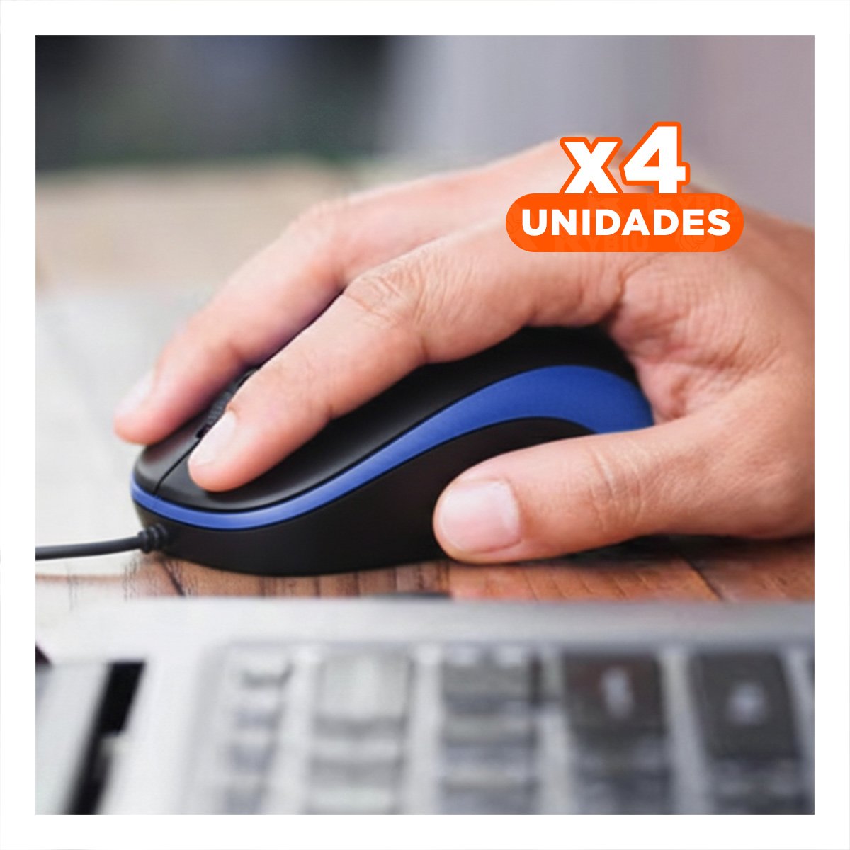 PACK4 MOUSE CYBERTEL AZUL Y NEGRO USB CON DISENO DEPORTIVO - 1