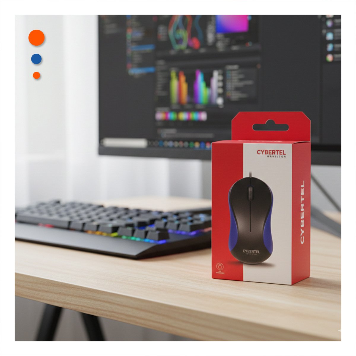 PACK4 MOUSE CYBERTEL AZUL Y NEGRO USB CON DISENO DEPORTIVO - 2