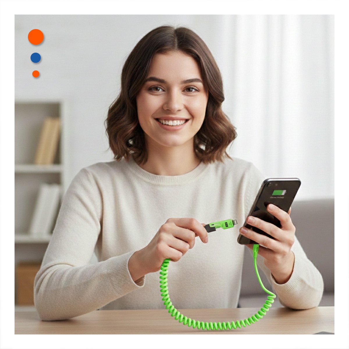 PACK12 CORDON RESORTE 4 EN 1 USB C 1,5M VERDE ACCESORIO DE CONEXION PARA CELULAR - 5
