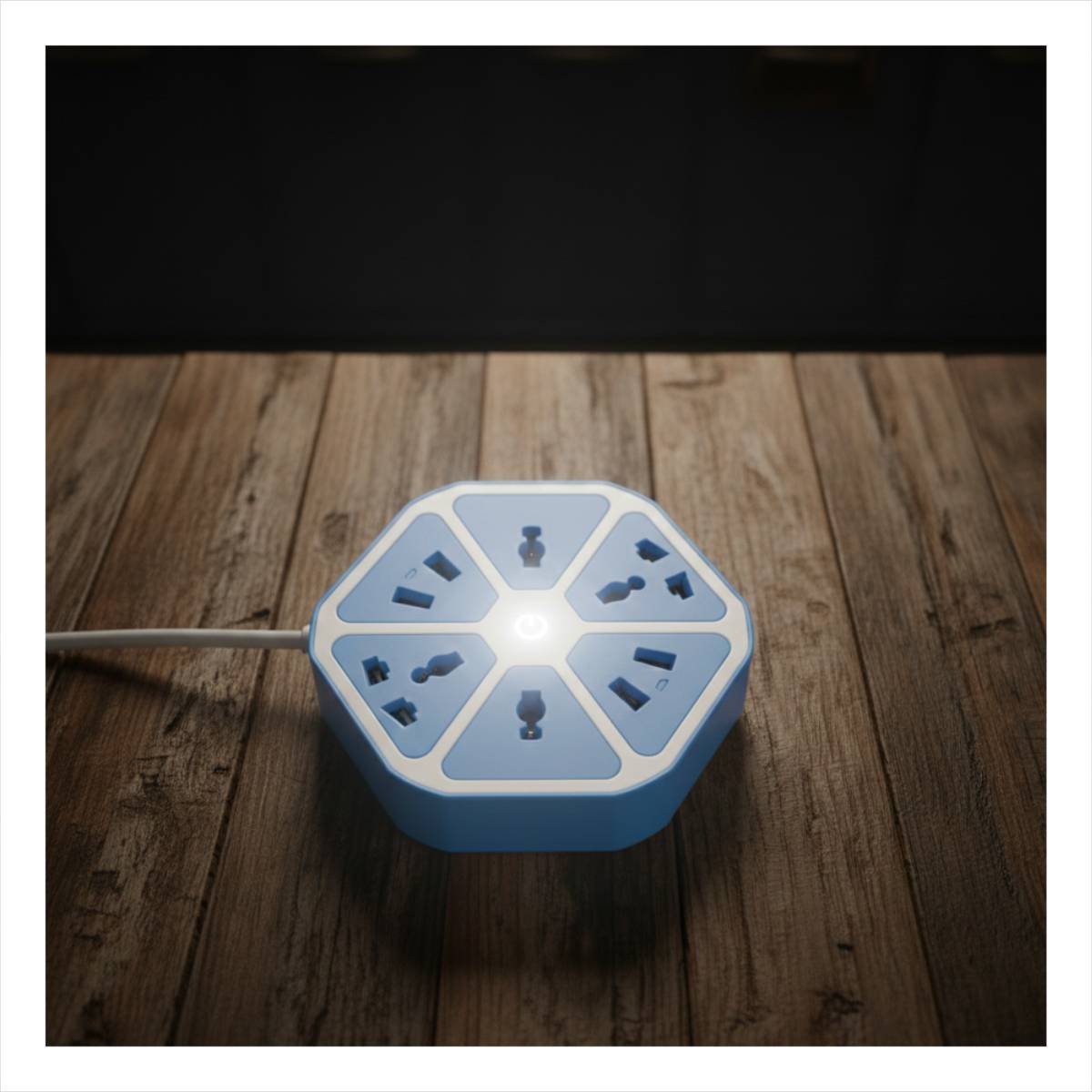 PACK2 CONECTOR HEXAGONAL 4 SALIDAS 4 USB CELESTE PARA DISTRIBUCION DE ENERGIA Y+REGALO STICKER - 3