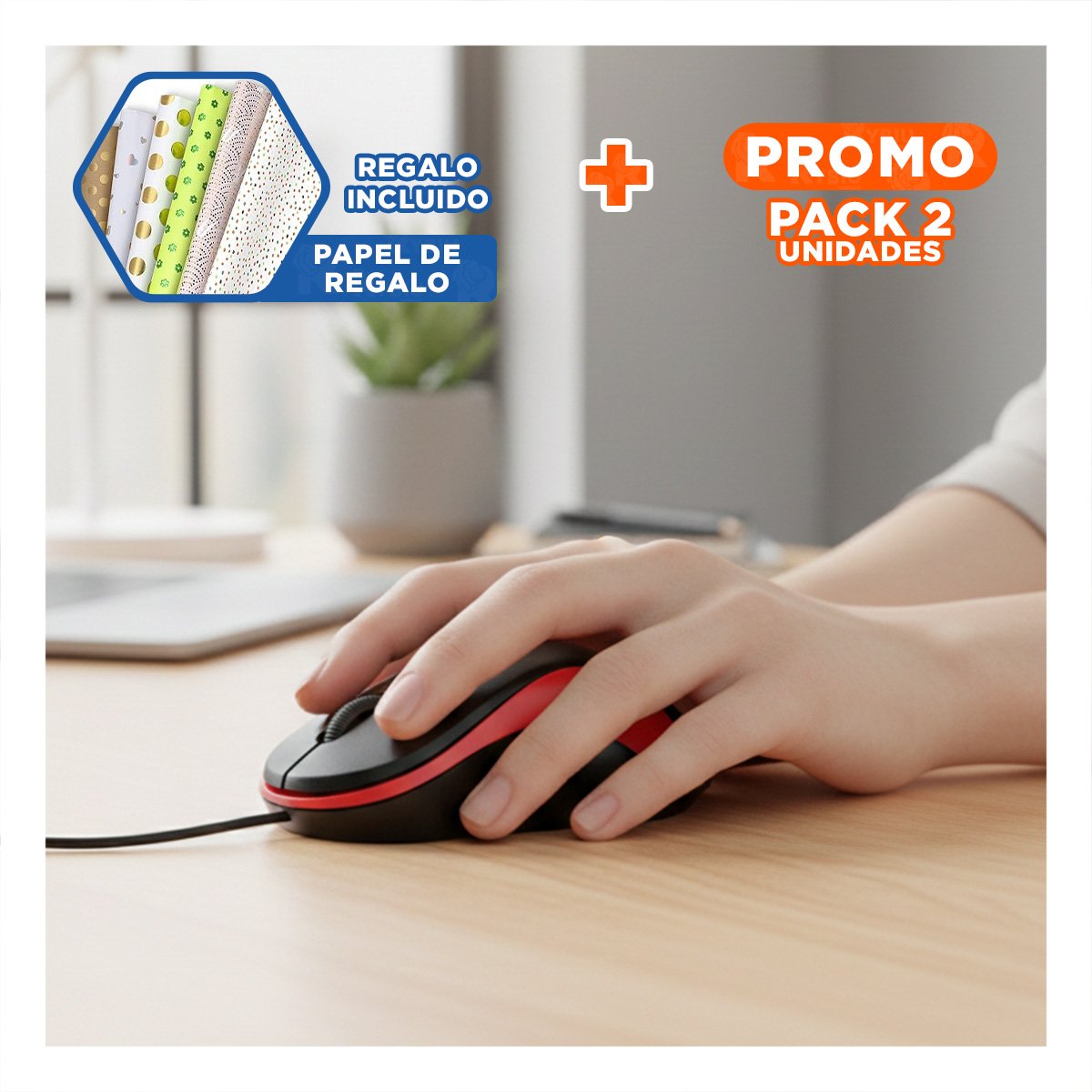 PACK2 ACCESORIO CYBERTEL ROJO Y NEGRO CON CABLE FLEXIBLE Y+PAPEL REGALO - 1