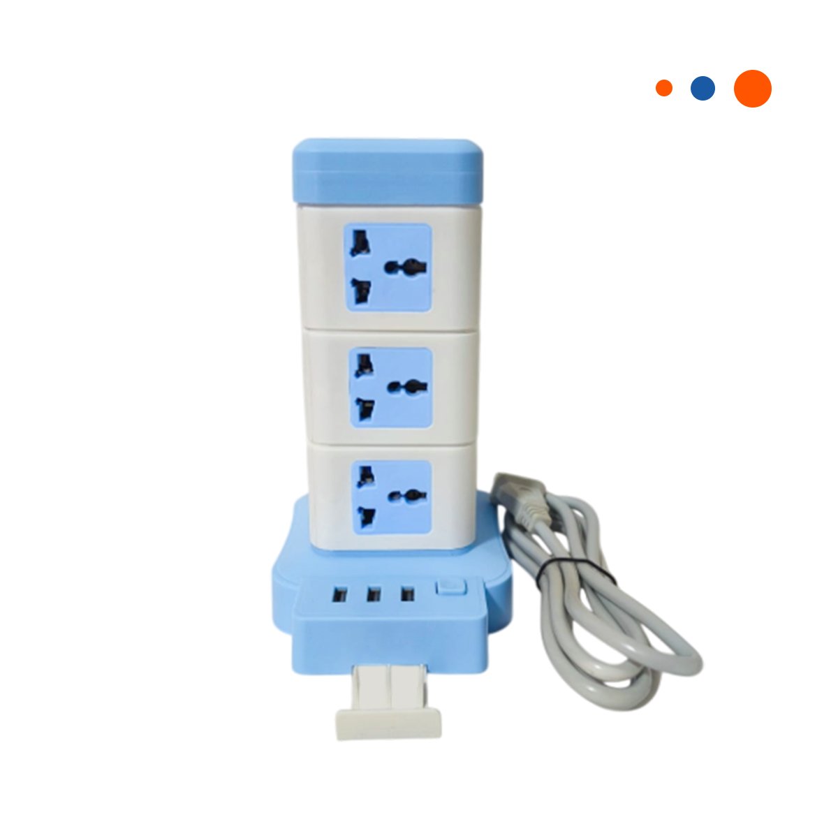 PACK4 REGLETA VERTICAL 12 TOMACORRIENTES CON 3 USB CELESTE PARA CENTRO DE CARGA Y+PAPEL REGALO - 3