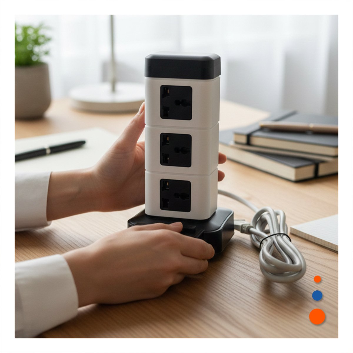 TORRE VERTICAL 12 TOMACORRIENTES CON 2 USB NEGRO PARA AREA DE TRABAJO Y+LIGAS REGALO - 2