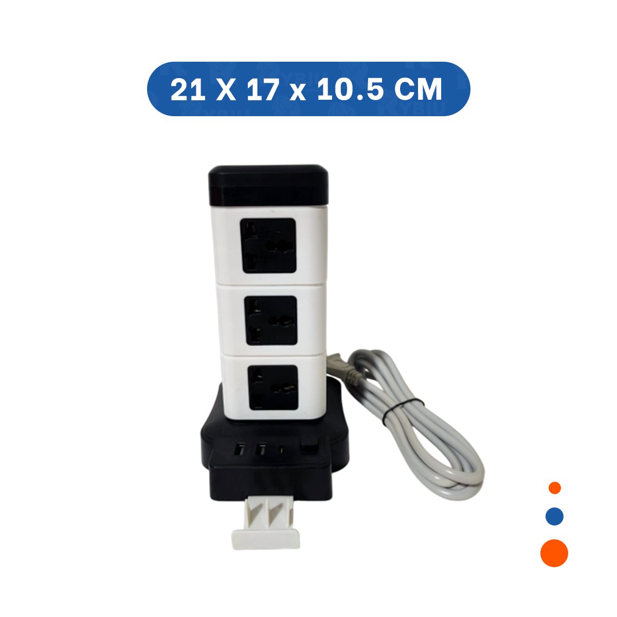 TORRE VERTICAL 12 TOMACORRIENTES CON 2 USB NEGRO PARA AREA DE TRABAJO Y+LIGAS REGALO - 4