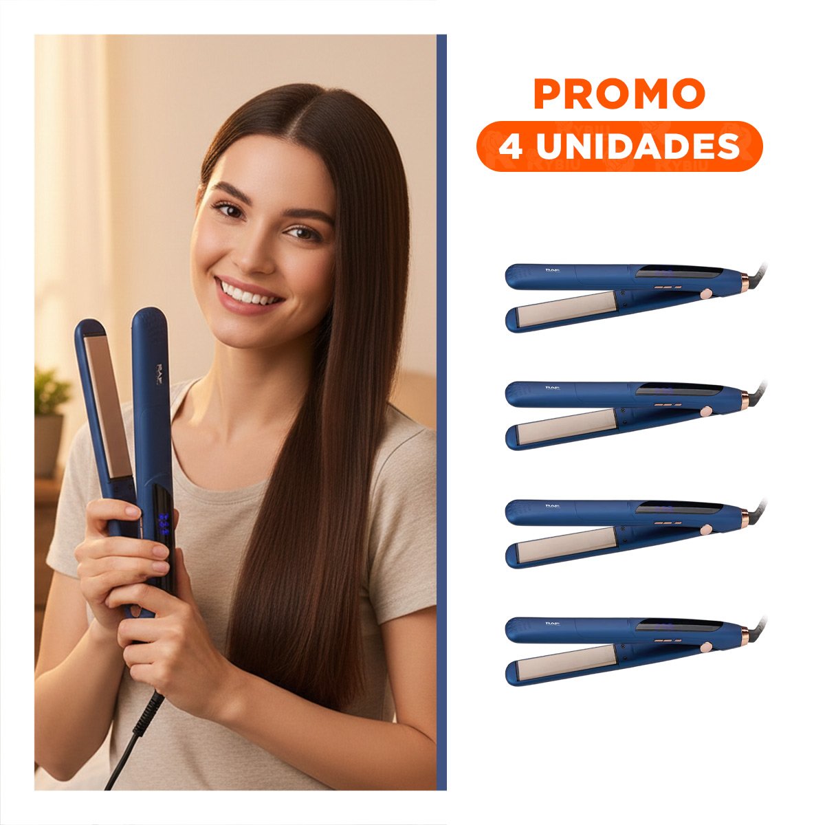 PACK4 ALISADOR DE CABELLO COLOR AZUL CON CALOR UNIFORME PARA PEINAR CABELLO Y+REGALO STICKER - 1