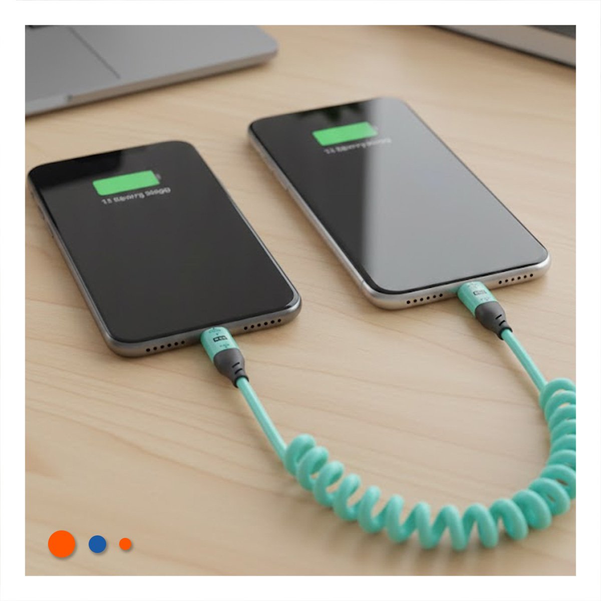 PACK6 ACCESORIO RESORTE 4 EN 1 USB C 1,5M CELESTE CABLE DE CARGA PARA CELULARES - 3