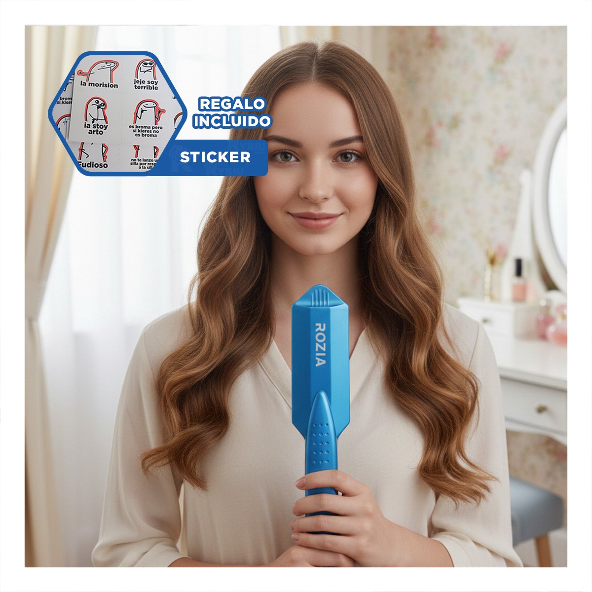 ALISADOR DE CABELLO TURQUEZA CON DISENO MODERNO PARA PEINAR CABELLO Y+REGALO STICKER - 1
