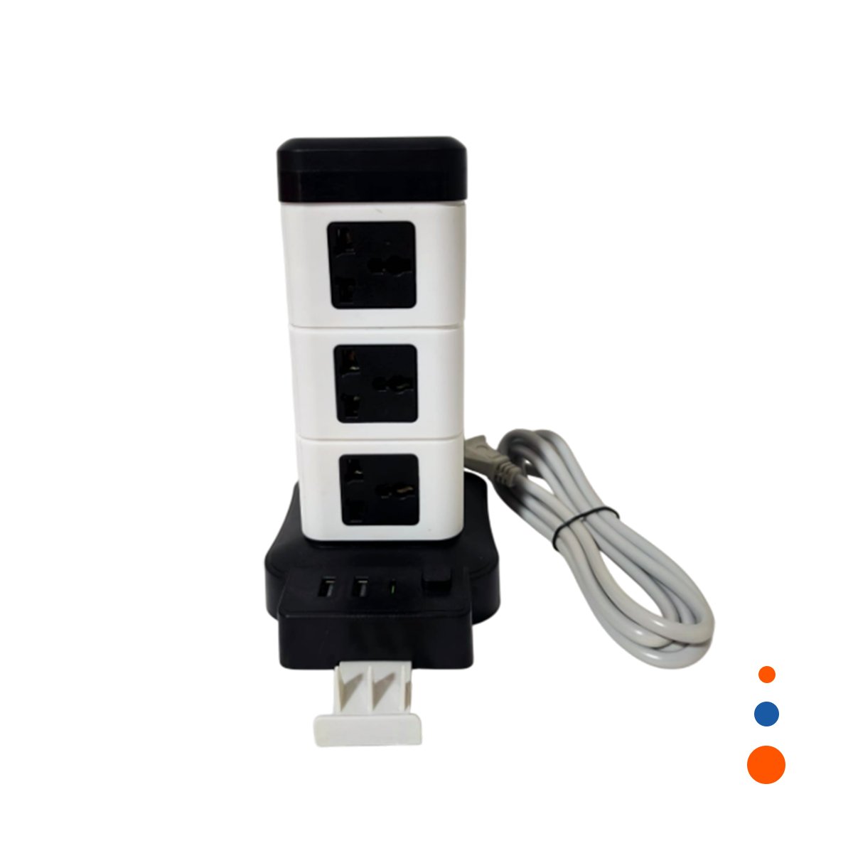 MULTITOMA VERTICAL 12 TOMACORRIENTES CON 2 USB NEGRO PARA OFICINA EN CASA Y+REGALO STICKER - 3