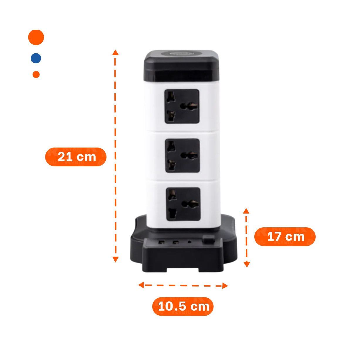 MULTITOMA VERTICAL 12 TOMACORRIENTES CON 2 USB NEGRO PARA OFICINA EN CASA Y+REGALO STICKER - 4