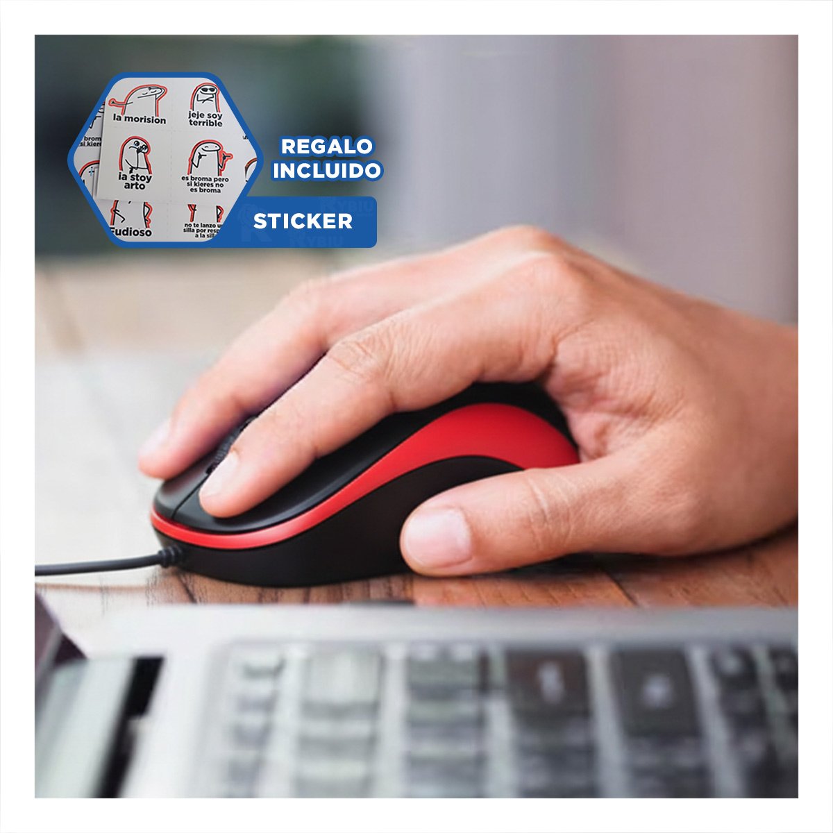 CONTROLADOR CYBERTEL ROJO Y NEGRO GAMER CON AGARRE ERGONOMICO Y+REGALO STICKER - 1