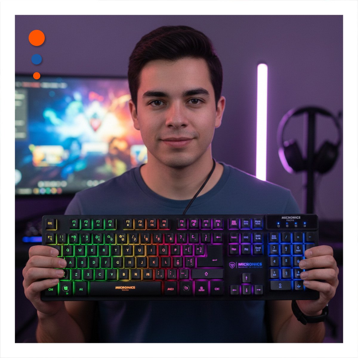 KIT GAMER MACHINE 2 NEON NEGRO CON TECLADO RGB Y MOUSE ERGONOMICO Y+POST IT - 3