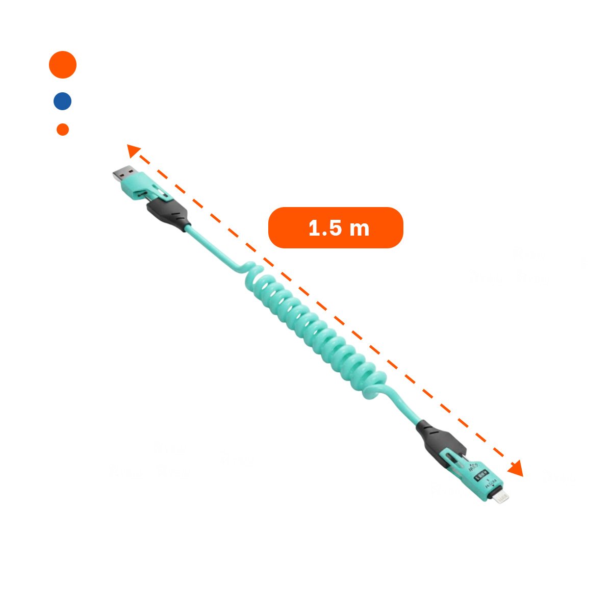 CONECTOR RESORTE 4 EN 1 USB C 1,5M CELESTE CABLE DE CONEXION PARA EQUIPOS - 4