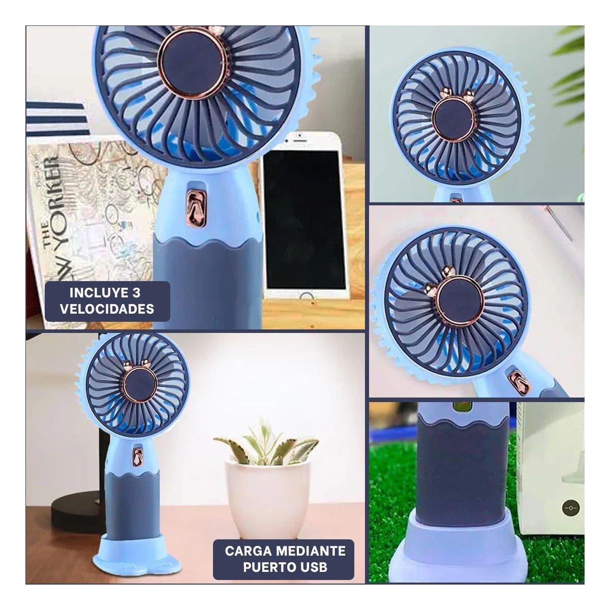 PACK4 CIRCULADOR CON OREJITAS SOLAR RECARGABLE PORTATIL ACTUAL ESTABLE Y+REGALO STICKER - 2