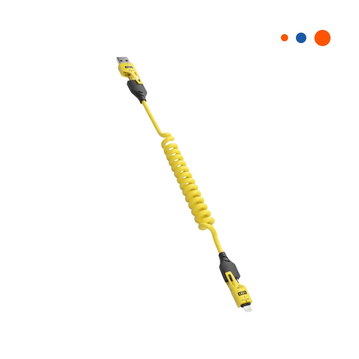 CORDON RESORTE 4 EN 1 USB C DE 1,5M AMARILLO CABLE PARA MOVIL EN CASA Y+REGALO STICKER - 3