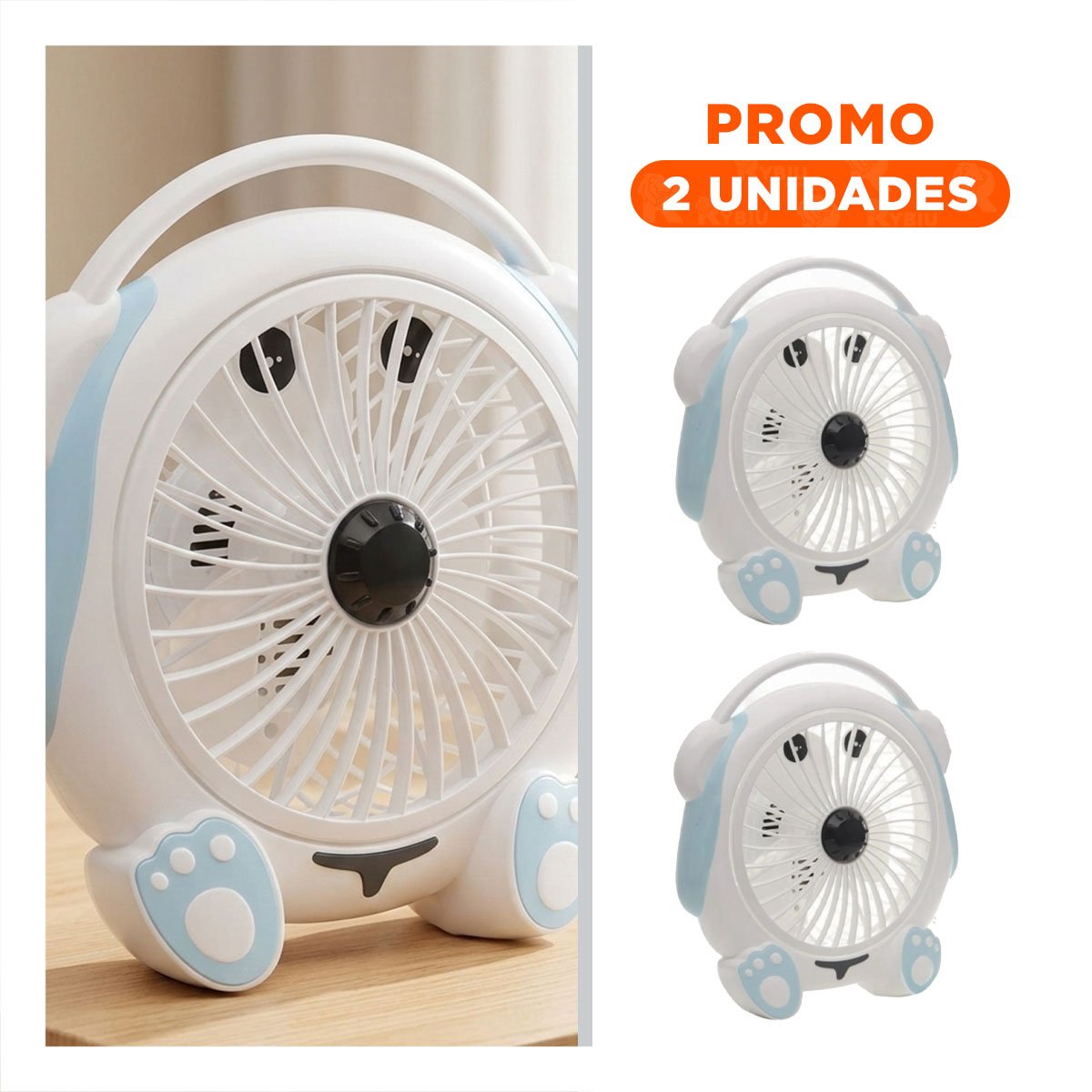 PACK2 SOPLADOR PORTATIL BLANCO DE MESA PERRITO CON CELESTE ESTABLE Y PRACTICO - 1
