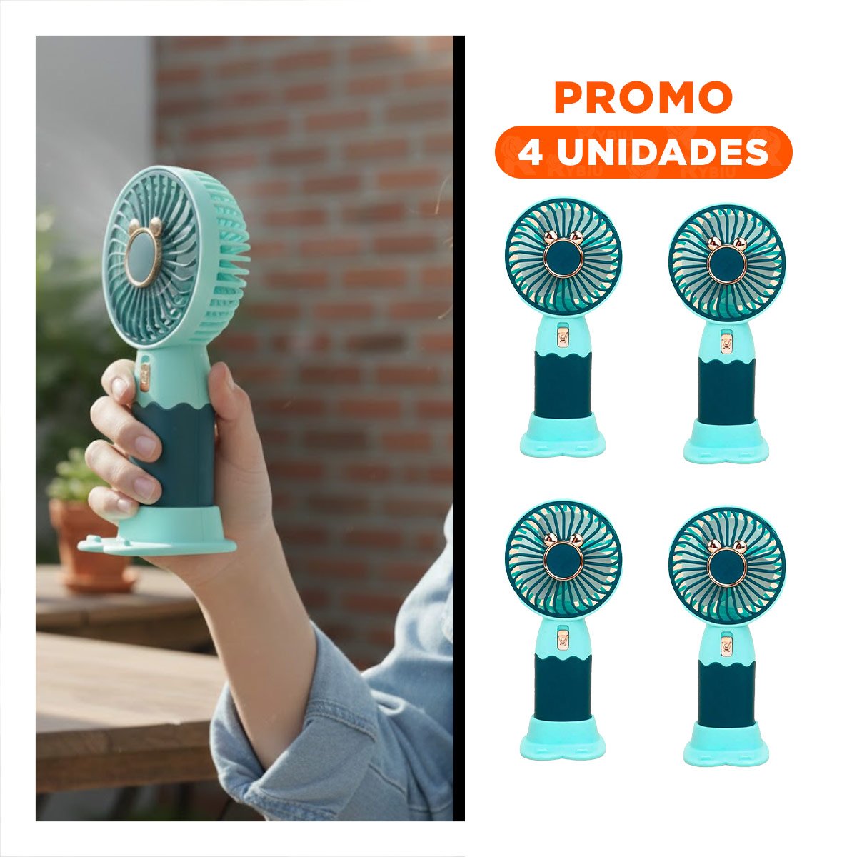 PACK4 CIRCULADOR CON OREJITAS SOLAR PORTATIL RECARGABLE POTENTE COMPACTO Y+REGALO STICKER - 1