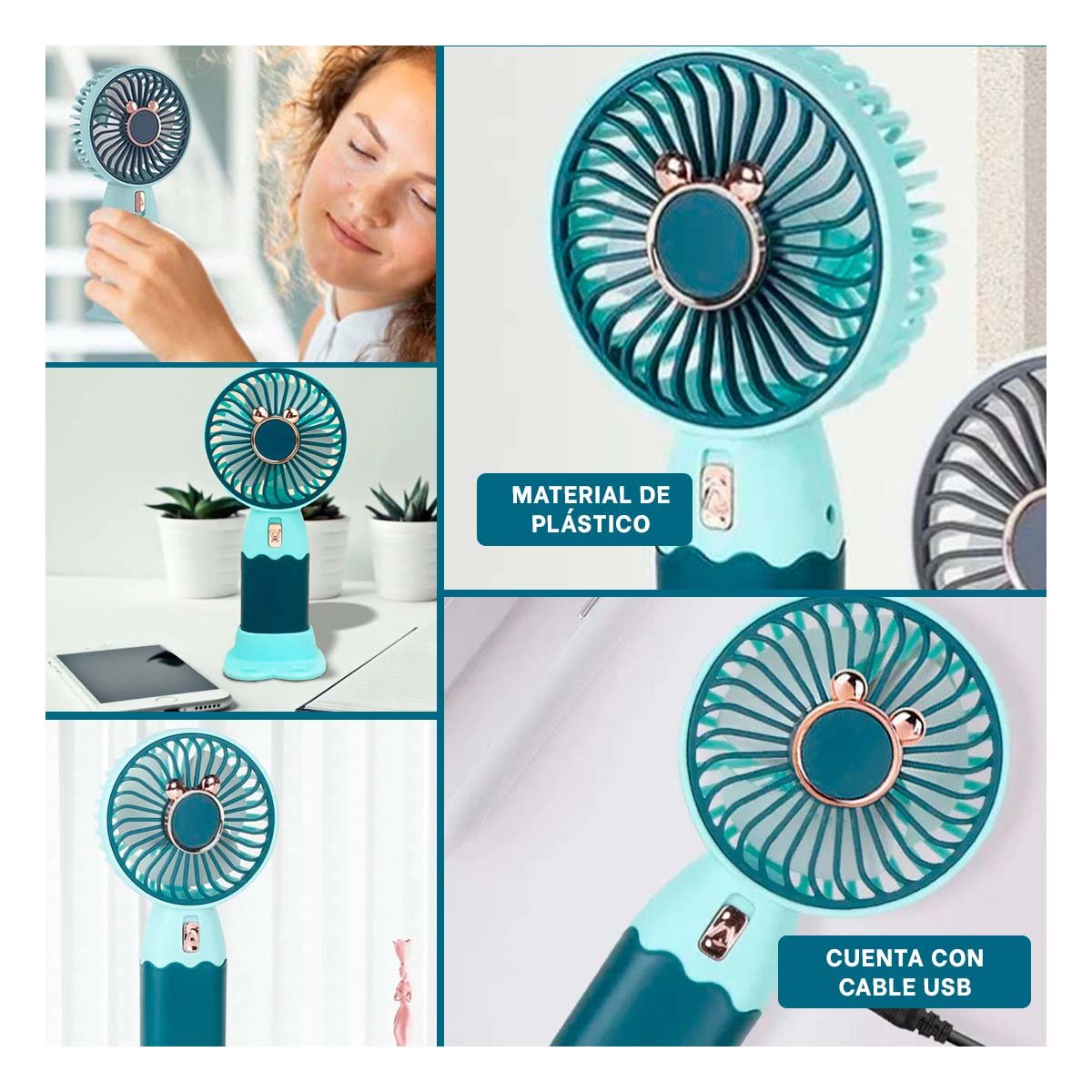 PACK4 CIRCULADOR CON OREJITAS SOLAR PORTATIL RECARGABLE POTENTE COMPACTO Y+REGALO STICKER - 2
