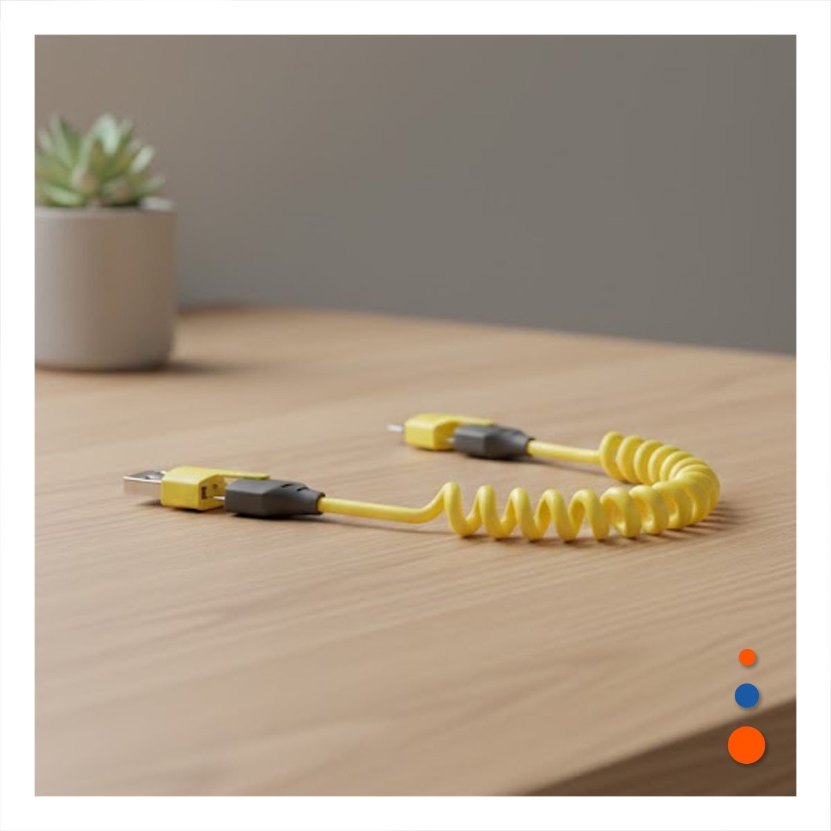 PACK4 ACCESORIO RESORTE 4 EN 1 USB C DE 1,5M AMARILLO CABLE USB C MOVIL Y+PAPEL REGALO - 5