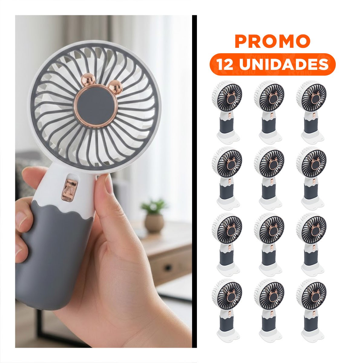PACK12 VENTILACION RECARGABLE PORTATIL CON OREJITAS DURADERO SEGURO Y COMPACTO Y+REGALO STICKER - 1