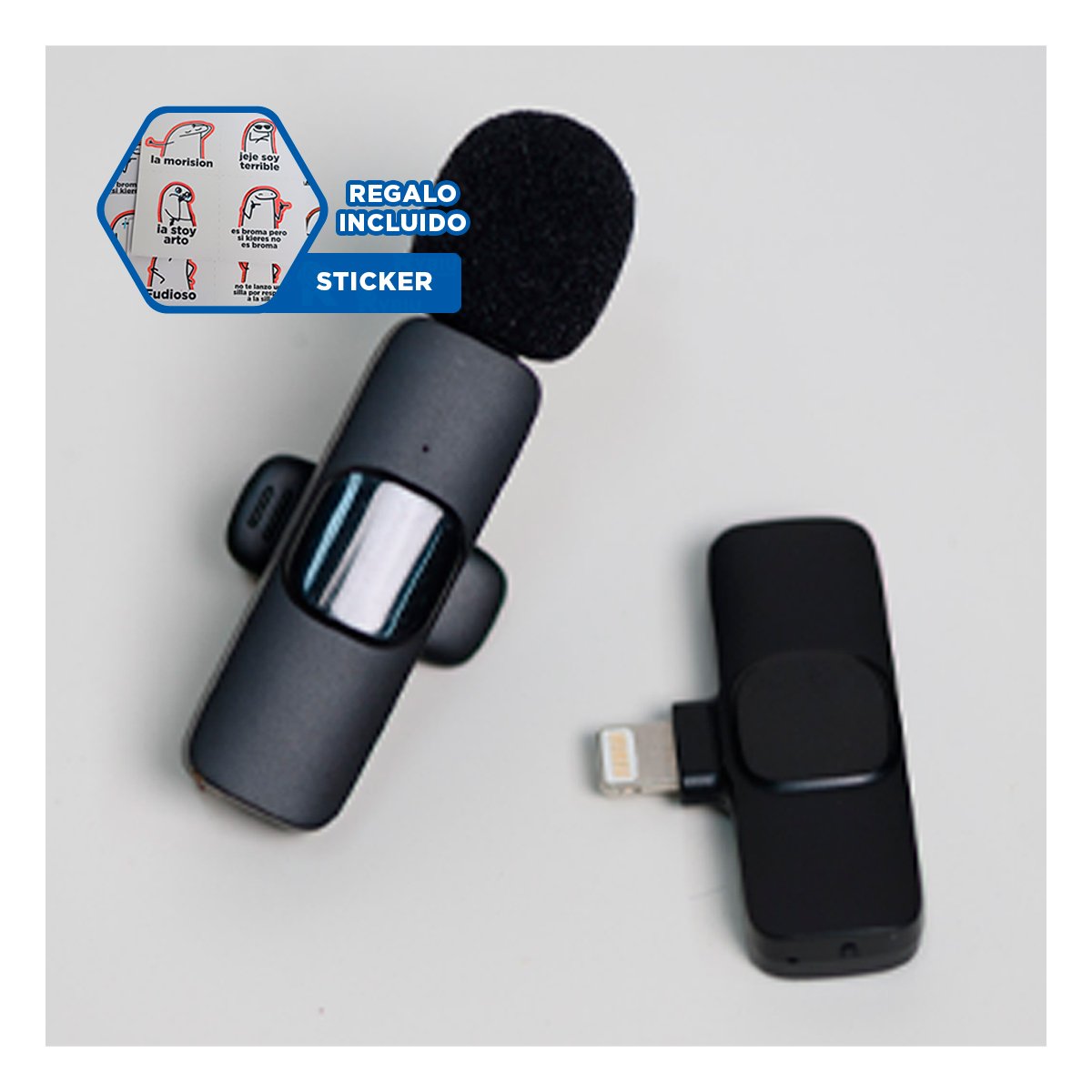 DISPOSITIVO INALAMBRICO SOLAPERO NEGRO PORTATIL PARA GRABACION CLARA Y+REGALO STICKER - 1