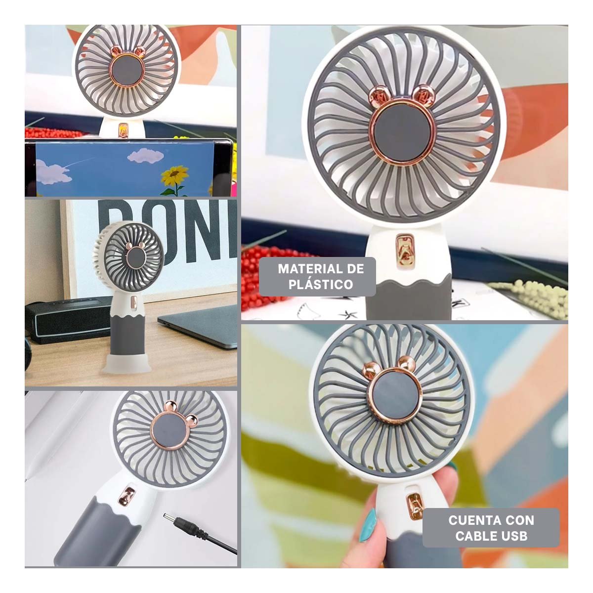 PACK4 CIRCULADOR CON OREJITAS SOLAR PORTATIL RECARGABLE RESISTENTE DURADERO Y+REGALO STICKER - 2
