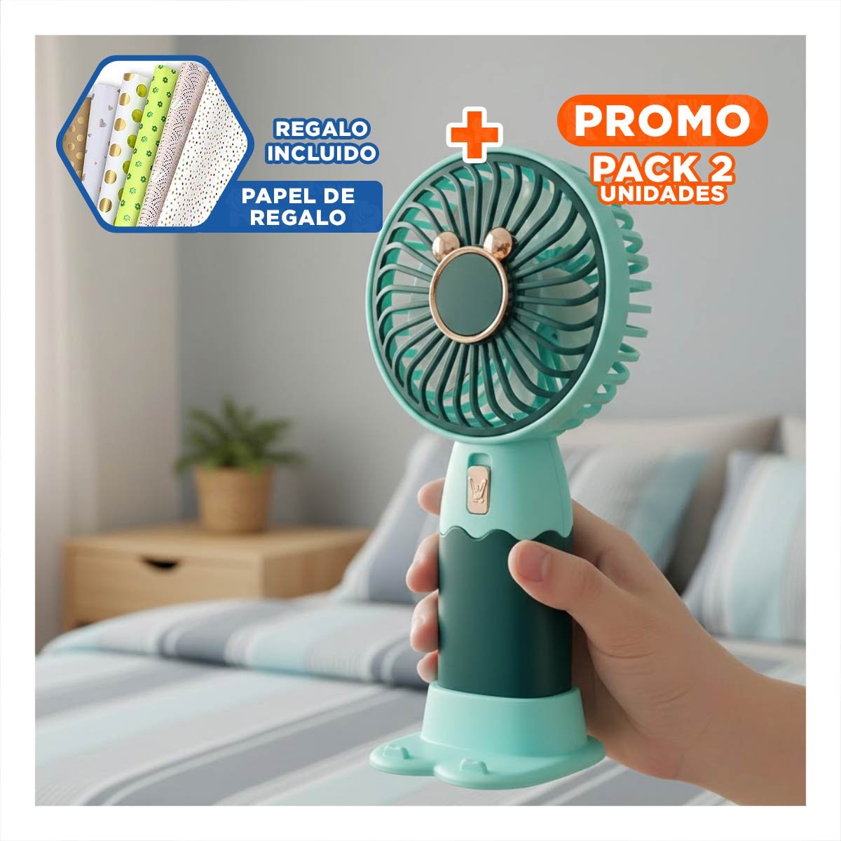 PACK2 REFRIGERADOR RECARGABLE CON OREJITAS PORTATIL DURADERO MODERNO Y EFICIENTE Y+PAPEL REGALO - 1